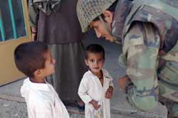 American Soldier American soldier with Afghani children